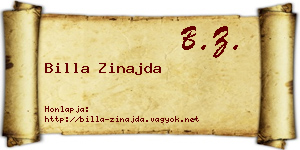Billa Zinajda névjegykártya